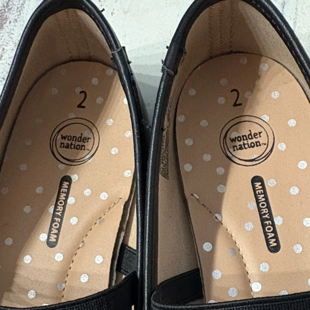 Wonder Nation Black ballet‎ flats Kids Dress Shoes Size 2 Girls